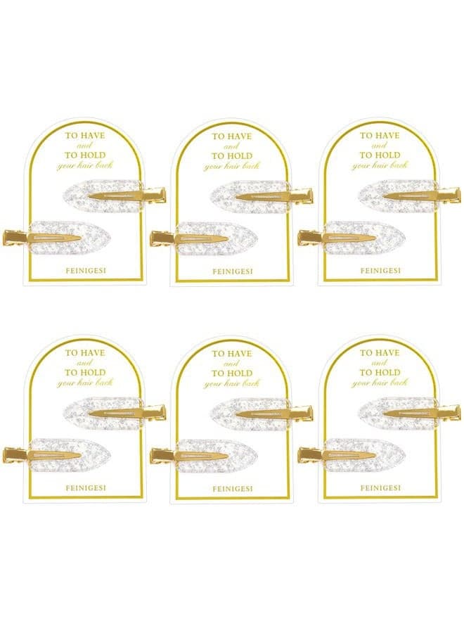 No Bend Hair Clips 12PCS/6Cards Sliver Bridesmaid Creaseless Hair Clips Glitter Hair Clips Hair Setting Clips for Bridesmaid Gift Proposal Box Makeup Styling Sectioning