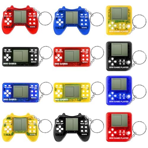 ZCOINS 12Pcs Video Game Party Favors Mini Arcade Gaming Toy Keychain Sets Bulk Gifts Birthday Christmas Stocking Stuffers Classroom Prizes Travel Backpack Decoration