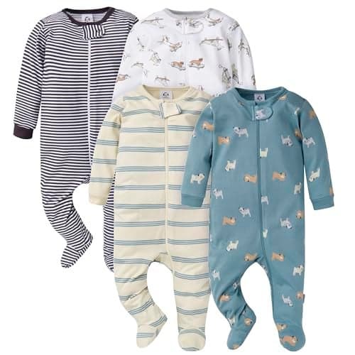 Gerber Baby Boys 4Pack Sleep N Play Footie Dogs 36 Months