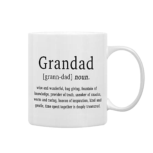 QASHWEY Grandpa Mug Grandpa Coffee Mug GrandpaGifts from Grandchildren Grandad Grandfather Gift GrandpaBirthday Coffee Cups Ceramic 11oz Grandad Definition Tea Cup