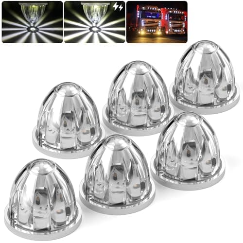 BJZ 6Pcs White Watermelon LED Strobe+Constant Marker Lights Dual Function Watermelon-Shaped Side Marker Clearance Tail Top Cap Roof Lights for Trailer Truck Semi-Trailer Heavy-Duty Truck Bus Van