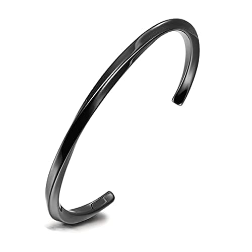 VNOX Cuff Bracelet for Men Women - Twist Mobius Endless Love Bracelet Stainless Steel Bangle Bracelet, Jewelry Gift for Christmas, Birthday, Love, Friendship, Plated Black