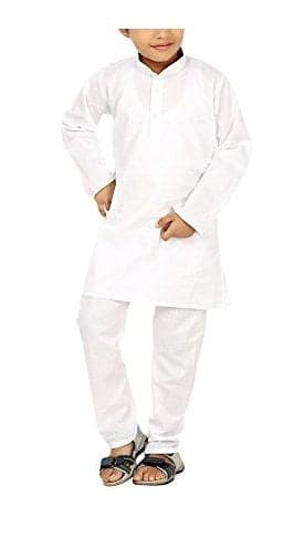 Royal Kid's White Cotton Kurta Pyjama