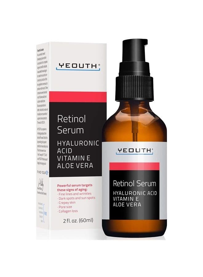 Retinol Serum for Face with Hyaluronic Acid, Hydrating Night Serum for Face, Retinol for Acne, Wrinkle & Dark Spots, Anti Aging Serum, Retinol for Face, Skin Care Face Serum for Men & Women by YEOUTH