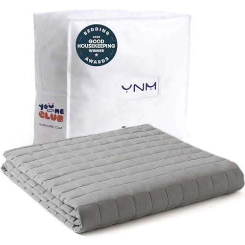 YnM Exclusive Weighted Blanket, Soothing Cotton, Smallest Compartments with Glass Beads, Bed Blanket for One Person of 160lbs, Ideal for Queen/King Bed (60x80 Inches, 17 Pounds, Light Grey)