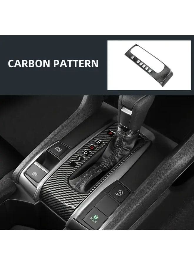 Carbon Fiber Shift Stickers For Honda Civic 2016 2021 Leather Cover Gear Shifter Trim