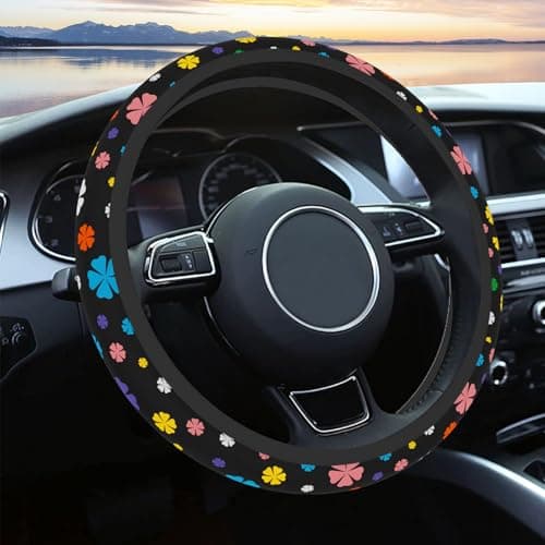 Steering Wheel Cover Neoprene Material Most Cars MenWomen Universal 15 inch Premium NonSlip Spring Steering Wheel Protector Floral Car Accessories Lucky Clever