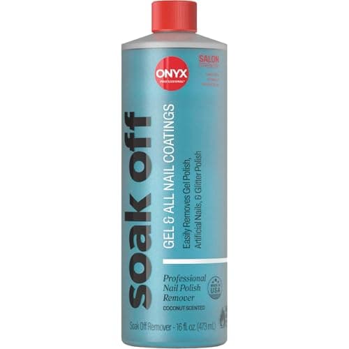 Onyx Professional Coconut Scented Nail Polish Remover with Nail File 16 oz Maximum Strength Soak Off Gel Polish Remover Vitamin E Grape Seed Oil Enriched Nourishing Formula