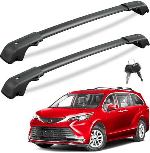 KINGGERI 300Lbs Lockable Roof Rack Cross Bars Compatible with Toyota Sienna 2021 2022 2023 2024 2025 2026 AntiTheft Aluminum Roof Rails Crossbars Rooftop Cargo Basket Carrier Bag Luggage Rails