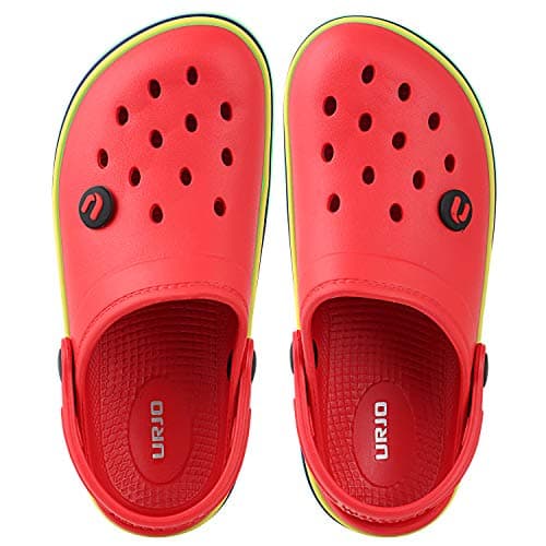 URJO Unisex-Child Kids_skrainbow Red Clogs_8 Kids UK (Kids_SKRAINBOW)