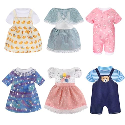 Alive Girl Doll Clothes 12 Inch Dolls Clothes 6 Different Dress Set Includes 4 Baby Dolls Dress 2 Jumpsuit Princess Costume Dresses Decorative Accessories Fits All 12 inches Girls Doll Girl Gift