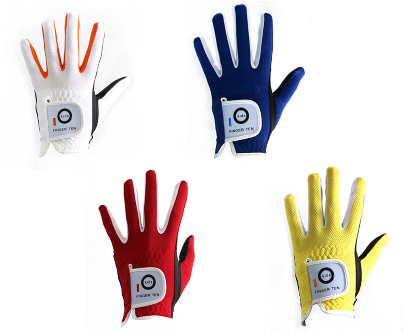 Golf Gloves Junior Kids Youth Toddler Boys Girls Left Hand Right Hand Dura Feel White Blue Red Yellow Golf Glove Extra Value 2 Pack Age 4-11 Years Old (Medium(Age 5-6) Blue, Worn on Left Hand)