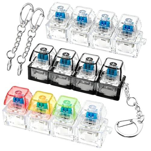 3 PCS Keyboard Fidget Toy Keyboard Fidget Keychain 4in1 Keyboard Decompression Button Finger Clicker Toys Button Stress Relief Fidget Valentines Gifts Stuffers for Kids WomenClear Black