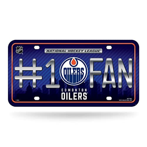 Rico Industries NHL Hockey Edmonton Oilers #1 Fan Metal Auto Tag 8.5" x 11" - Great for Truck/Car/SUV