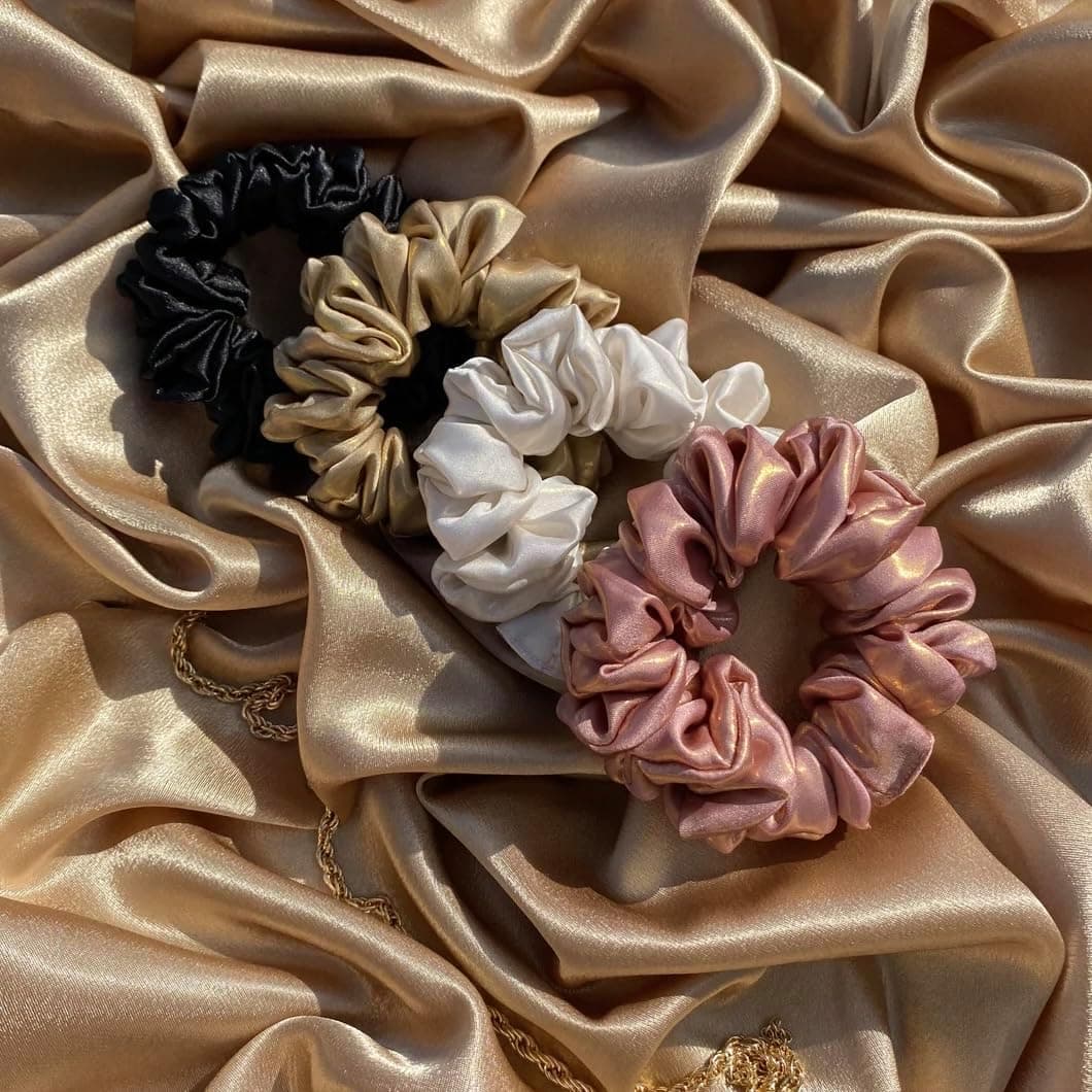 4pcs silk scrunchies for women doctor recommendedbig sizesoft and silky hair Ties Elastic hair band pony tail Holder Hair accessories for women Girl