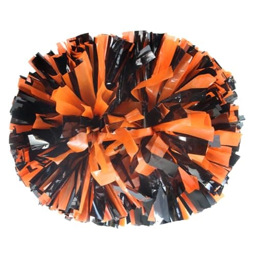 Hooshing 2PCS Black and Orange Pom Poms Cheerleading Professional Cheer Pom Poms with Baton Handle for Cheerleader Team Sports Spirited Party Hoilday Gifts