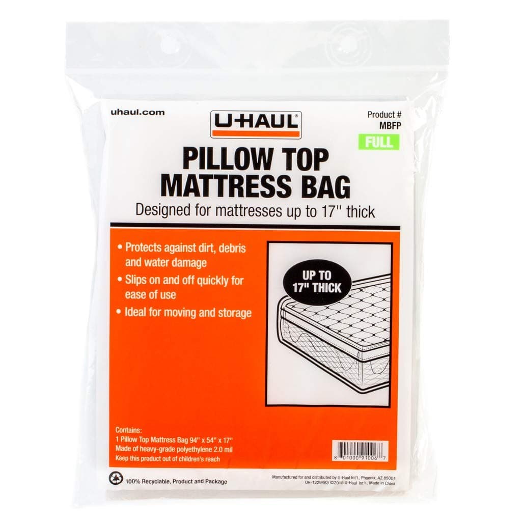 UHaul Pillow Top Full Mattress Bag Moving Storage Cover for Mattress or Box Spring 94 x 54 x 17