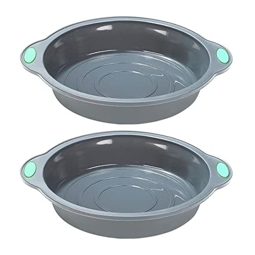 To encounter 9 Inch Silicone Round Cake Pans, 2 Pack Nonstick Silicone Baking Pans Set, Food Grade Cake Molds, with Metal Reinforced Frame More Strength