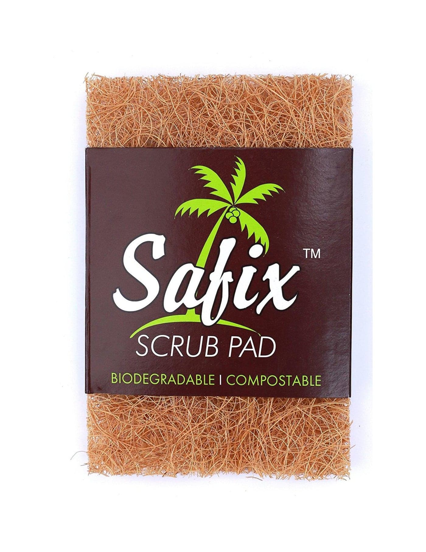 Safix Natural Non-Scratch Multi-Purpose Coconut Scrub-Pad, 4-Count. (7 x 10)