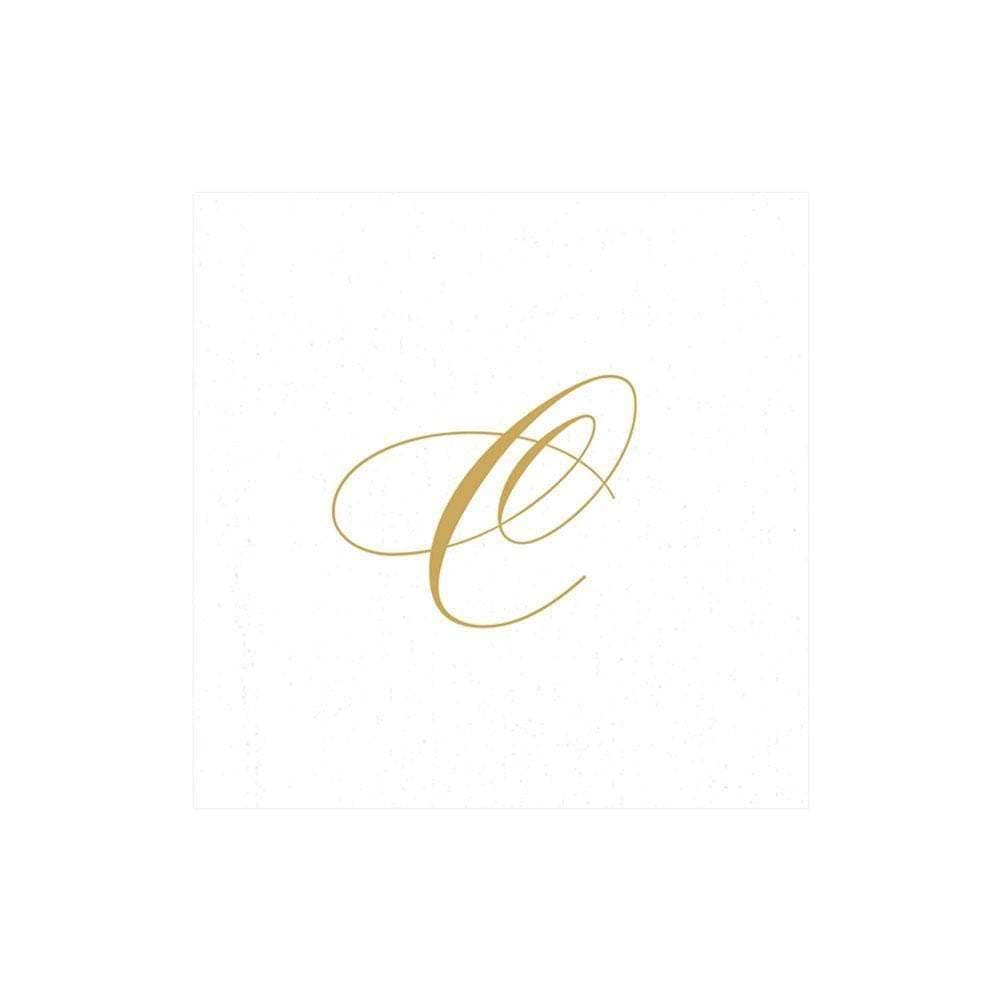 Entertaining with Caspari White Pearl Paper Linen Cocktail Napkins Monogram Initial C Pack of 30 2900CGC