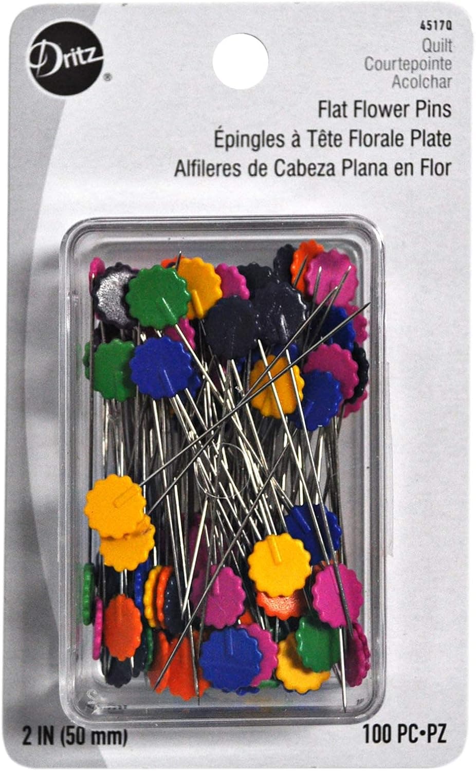 Dritz 2 100 Count Assorted Colors Flat Flower Straight Pins