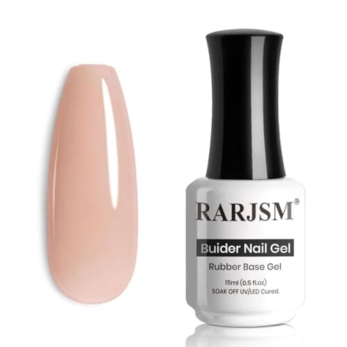 RARJSM Brownish Pink Rubber Base Gel Nail Polish Nude Skin Tone Rubber Base for Nails Natural Nude Color French Manicure Brush on Extend Gel Builder Soak Off Curing Requires 15ml Salon Home DIY