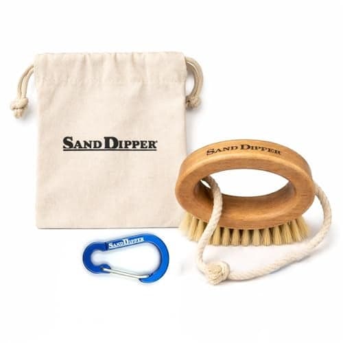 Sand Dipper Beachy Clean Sand Brush Ergonomic Oval Grip Handle Removes Sand from Feet Gear Pets Car Mats Beach Camping Travel Essential
