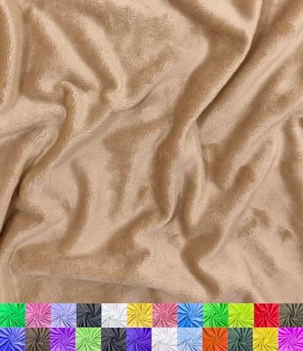 Barcelonetta Minky Fabric Plush Super Soft Cuddle Solid Minky by The Yard 60 Wide Baby Blanket Change Station Cover Pillow Scarf Beanie Camel 1 Yard