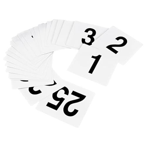 New Star Foodservice 23114 1-25 Double Sided Table Numbers, 4" x 4" Inch, White
