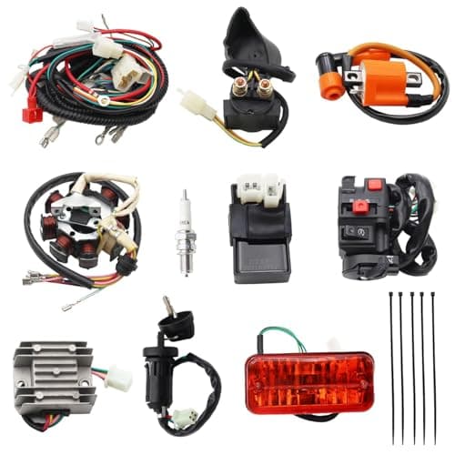 PRO BAT Complete Electrics 4 Stroke Wiring Harness Kit 8 Coil CDI Stator Tail Light for 150cc 200cc 250cc 300cc 4 Wheelers Stroke ATV ATV Quad Pit Dirt Bike Compatible with Zongshen Lifan YX