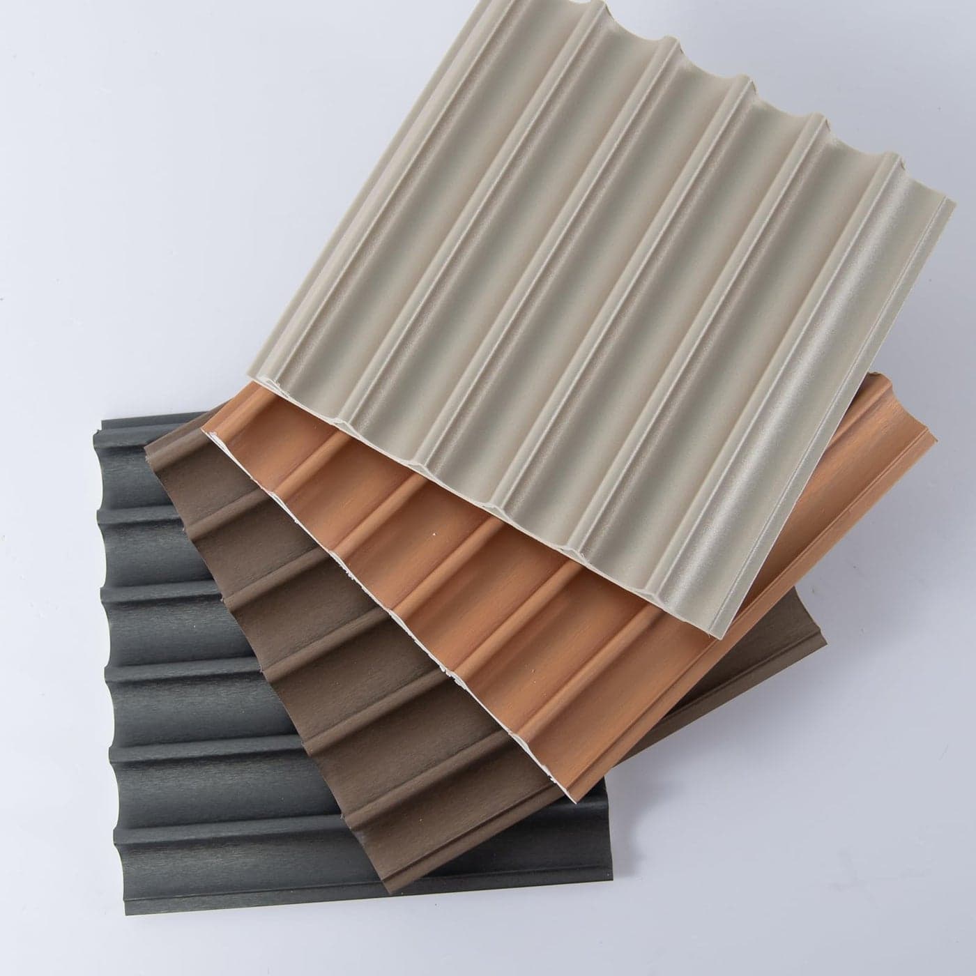 Art3dwallpanels 4 Pack Glossy Metal Finish WPC Soundproof 3D Wall Panels for Interior Wall Decor Wavy Grain Panel Wall Slats Sample