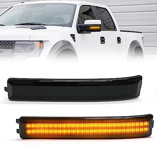 NEIFILES LED Side Mirror Turn Signal Light Compatible with Ford F150 2009-2014,Raptor 2010 2011 2012 2013 2014 Mirror Side Marker Lights Smoked Lens Amber Light