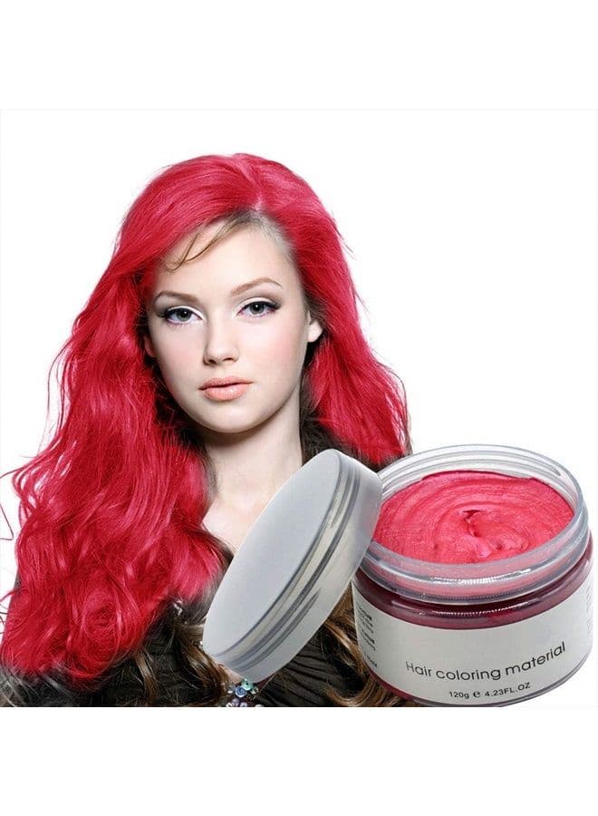 Mofajang Hair Wax Color Styling Cream Mud, Natural Hairstyle Color Pomade, Washable Temporary, Red