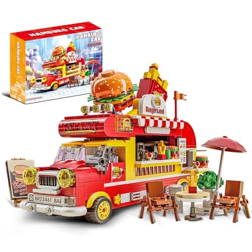 Friends Burger Truck Building Set Compatible with Lego City Creative Fast Food Truck Playset for Girls Fun Pretend Play Gift for Kids Ages 6