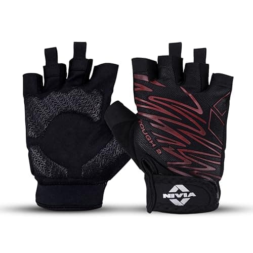 Nivia Tough 2 Gym Gloves for Men & Women, Enhanced Grip with Cushioned Palm Protection, Breathable Stretch Fabric, Ideal for Cycling, Cross Training, Strength Training & Gym Workouts (Orange, L)