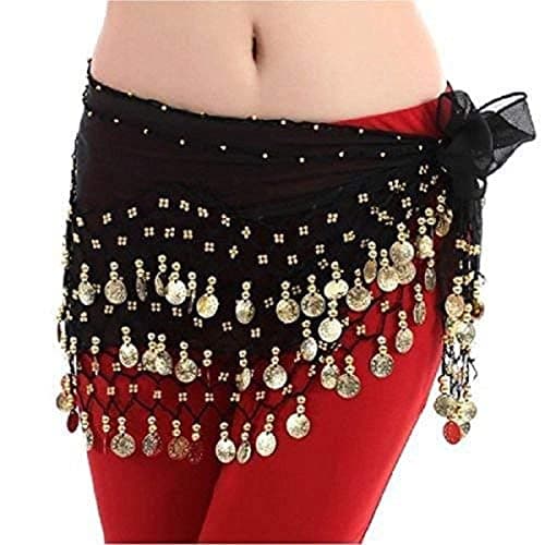 TASMAI MARKETING Belly Dance Belt Hip Scarf Chiffon Belt (Black, 1)