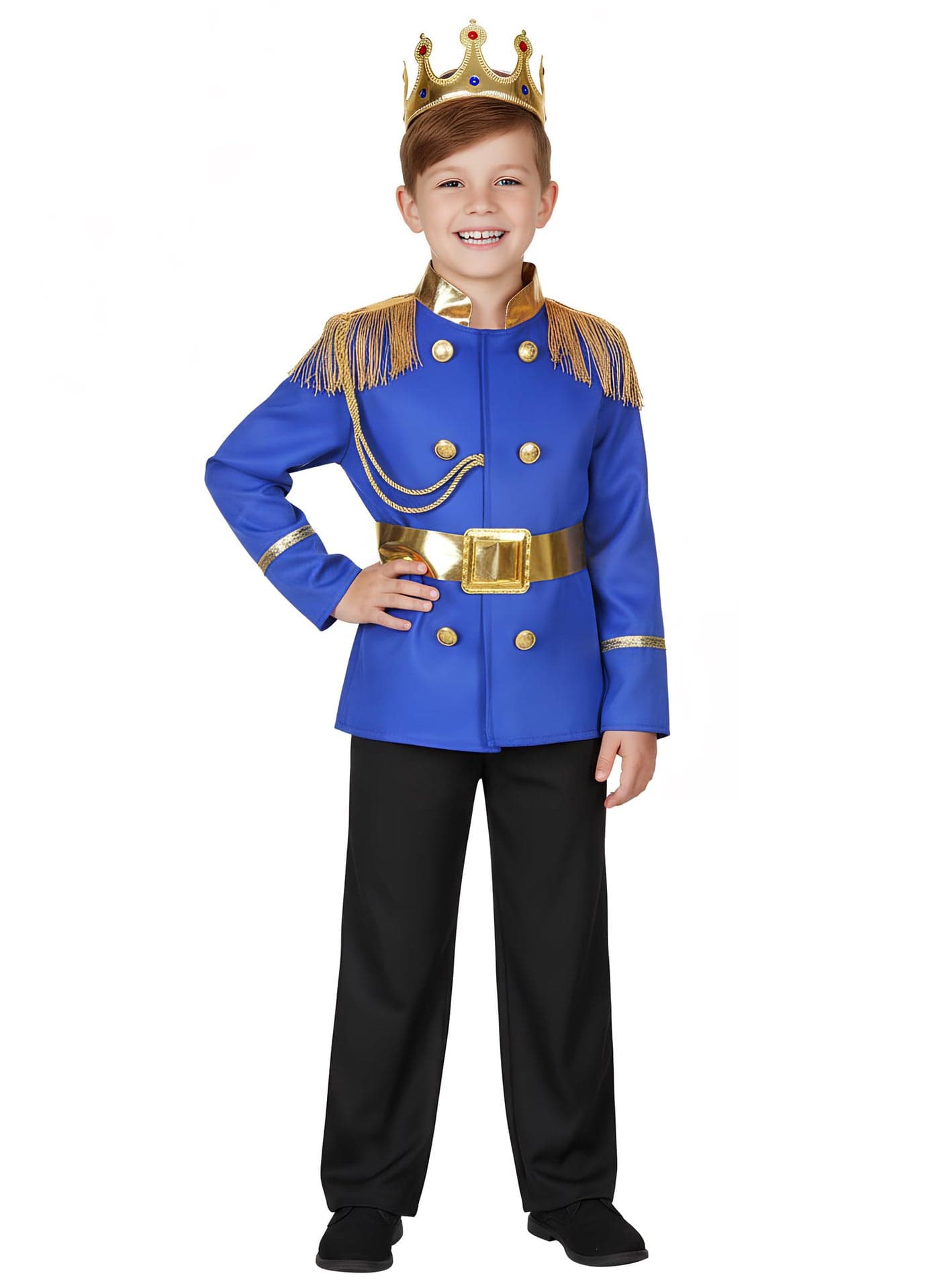 Dormstop Boys Prince Charming Costume Kids Royal Prince Dress Up for Cosplay Fairytale Ball Halloween Birthday Party Outfit (Blue, 9-10 Years)