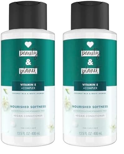 Love Beauty and Planet Conditioner with Vitamin E Coconut Milk White Jasmine for Curly Hair Natural Definition Sulfate Silicone Paraben Free CrueltyFree 135 oz Pack of 2