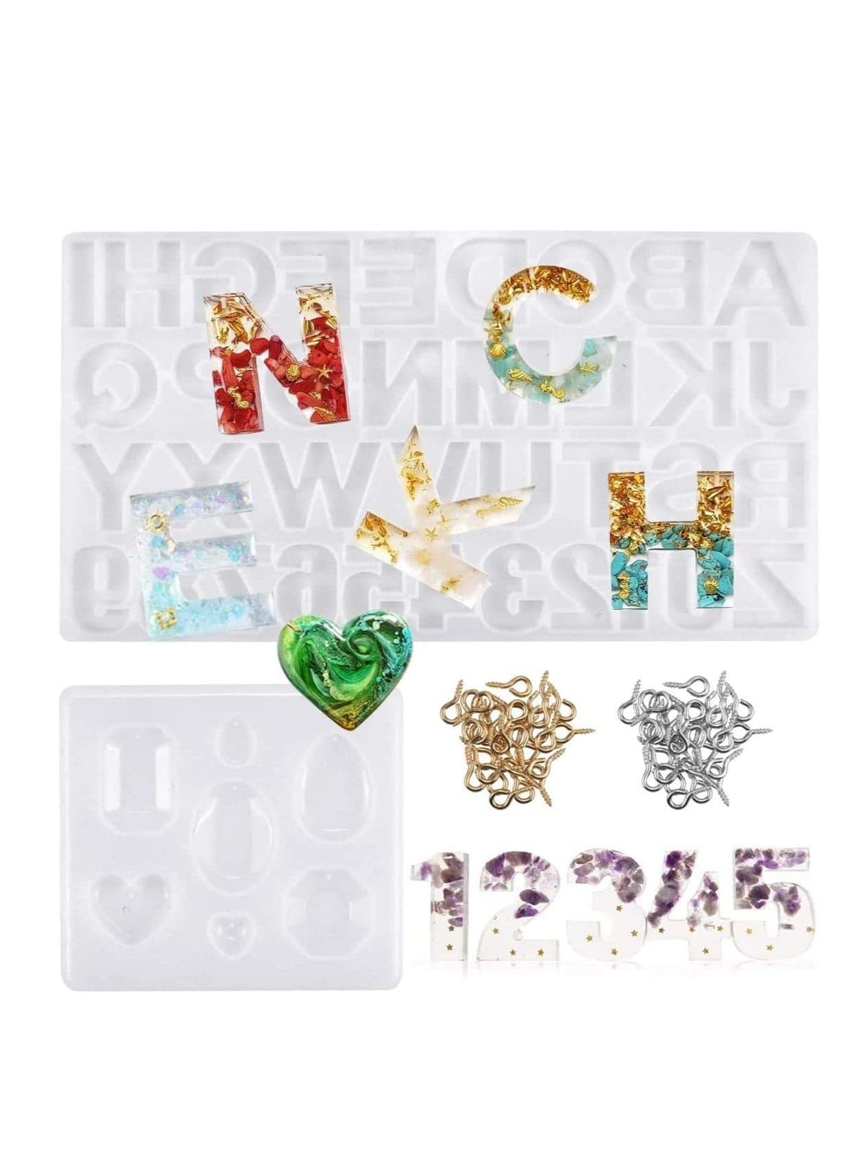 93PCS Numbers Letters Alphabet Silicone Casting Resin Mould Jewelry Pendant Making Mold for Wedding Baby Shower Birthday Gift Handmade Craft DIY