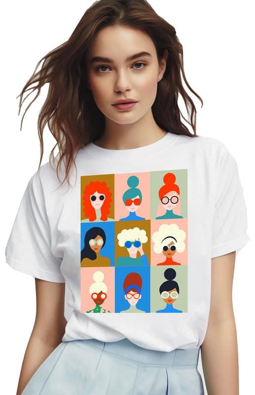 VLAM Colorful Women Art Printed Graphic Tshirt for Women | Trendy Funky Colorful Tshirt for Summer