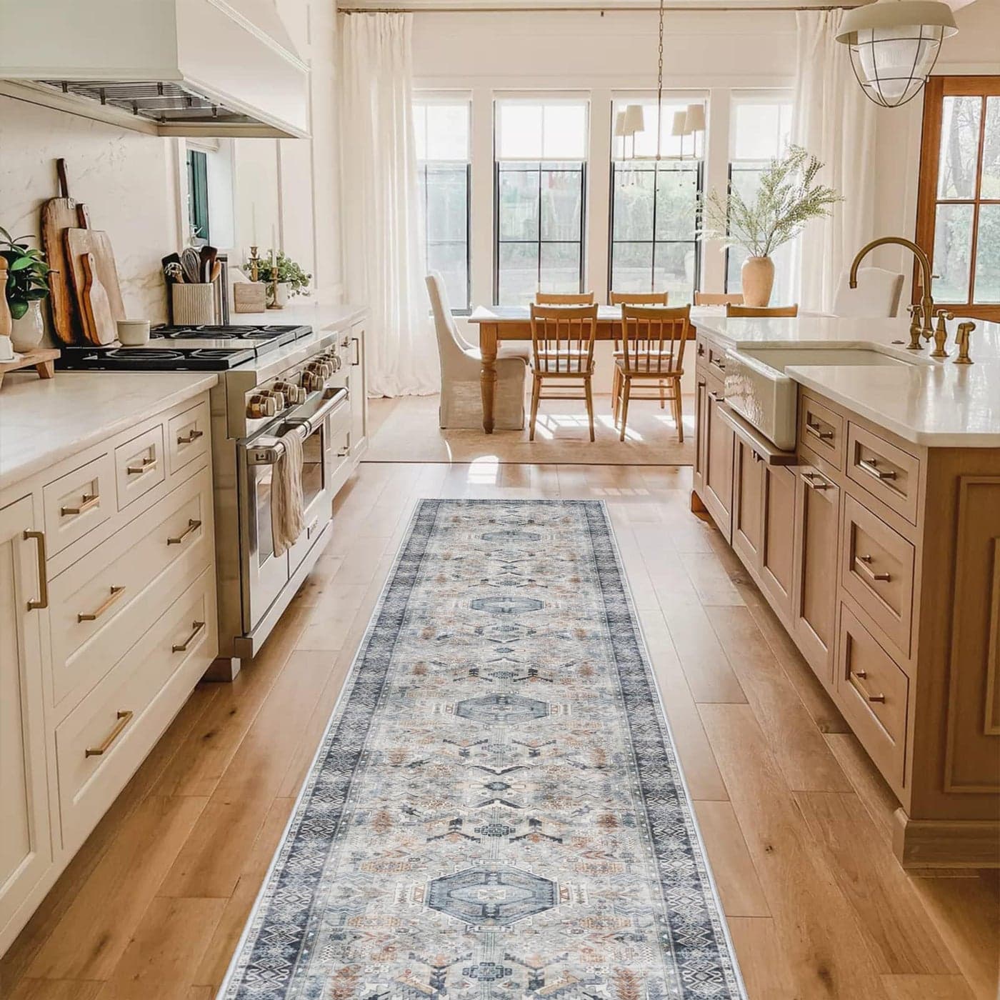 Washable Kitchen Runner Rug 2x10 Hallway Rug Distressed Mats NonSlip Soft Room Floor Carpet for Dining Room GreyBlue 2 x 10