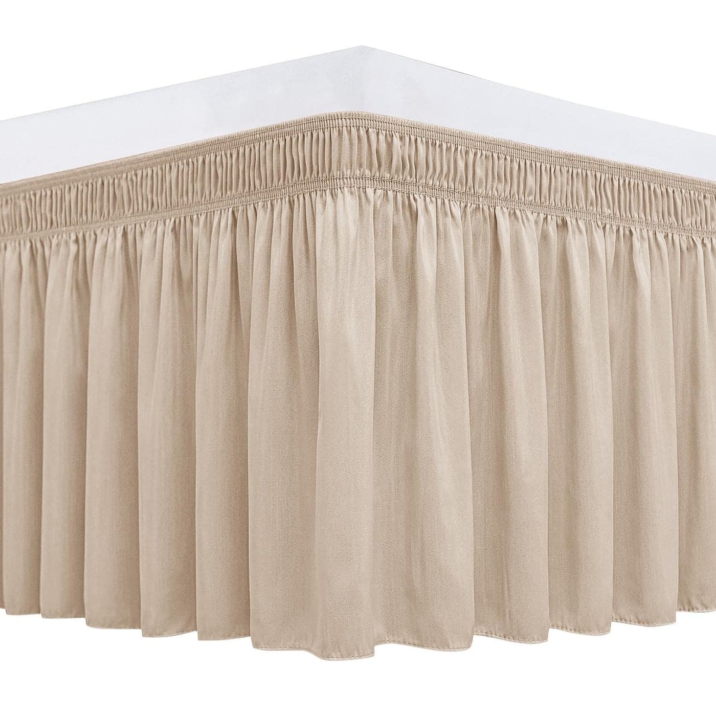 Biscaynebay Wrap Around Bed Skirts with Adjustable Belts for King Cal King Beds 15 Drop Sand Elastic Dust Ruffles Easy Fit Wrinkle Resistant Silky Fabric Machine Washable