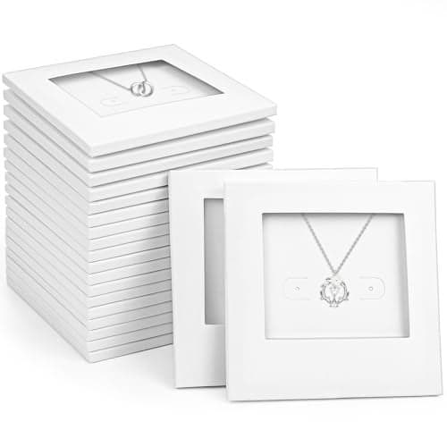 Festiko® Jewellery Display Cards with Window, Necklace & Earring Holder Packaging for Selling, Thick Display Frame for Jewellery, Bracelet & Pendant Storage (20 PCS Square) (white, 20)