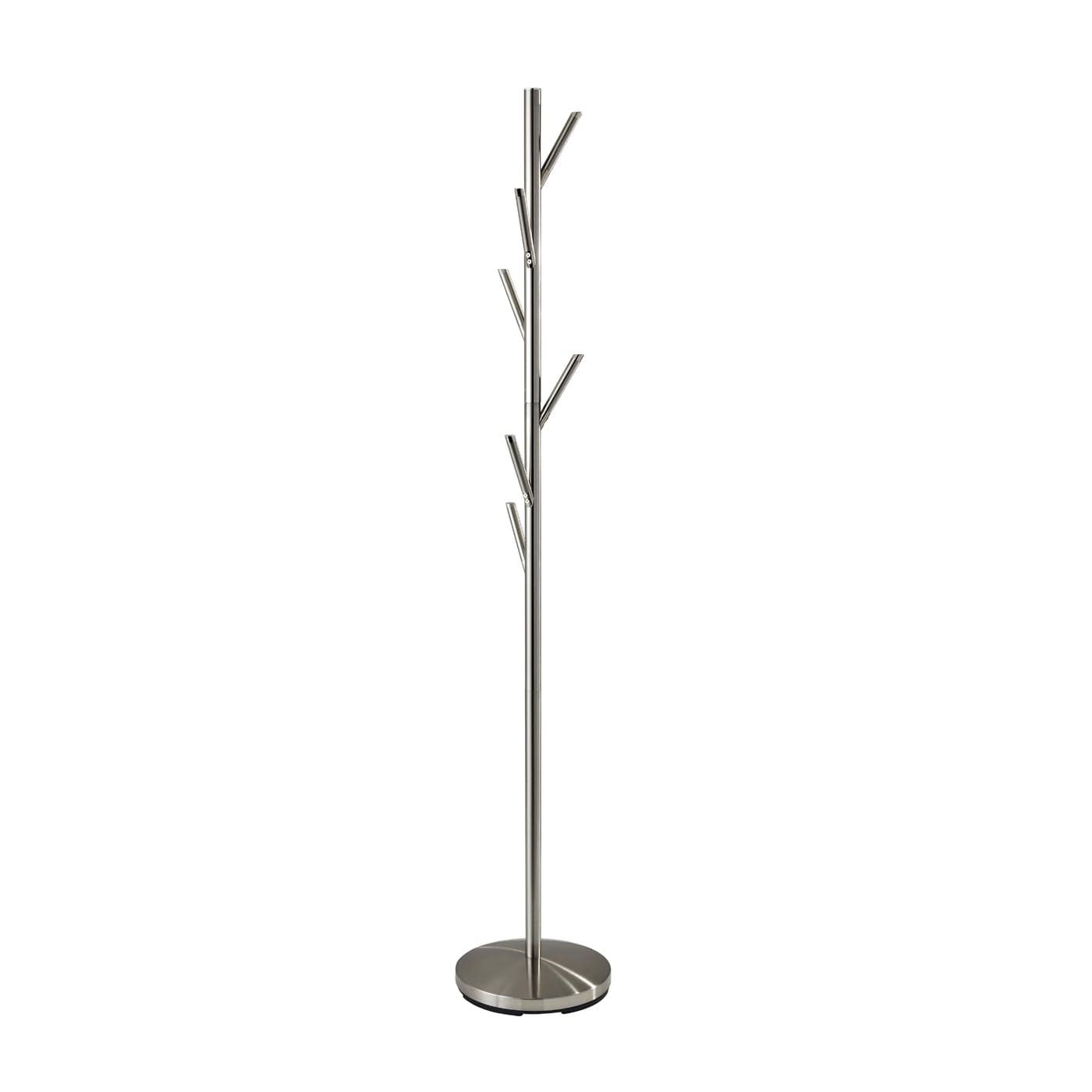 Adesso Evergreen Coat Rack with Brushed Steel Finish SpaceSaving Entryway Organizer Perfect for Coats Bags Purses and Hats 6 Hooks 67 Tall