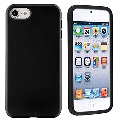 BLLQ Compatible iPod Touch 5/6/7 Case, Glossy Black TPU Soft Slim Cover Skin