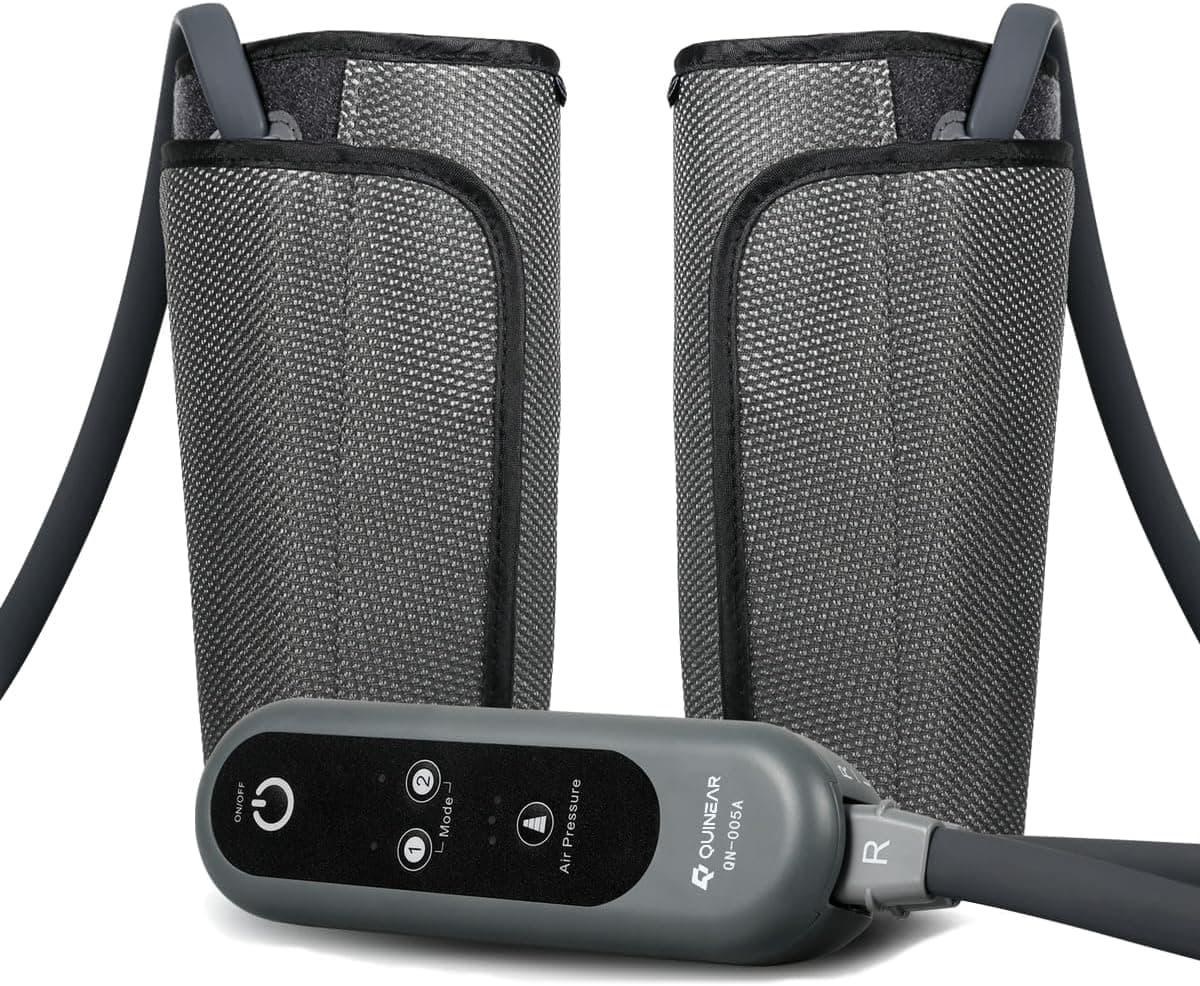 QUINEAR Air Compression Leg Massager for Circulation Pain Relief Calf Massagers with 2 Modes 3 Intensities Sequential Compression Device SCD for RLS Edema FSA HSA Eligible Ideal Gift