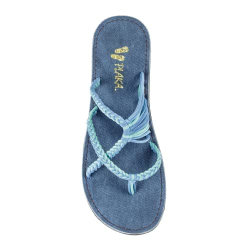 Plaka Oceanside Flat Summer Sandals for Women | Flip flops for the Beach, Walking & Dressy Occasions | Cornflower | Size 8