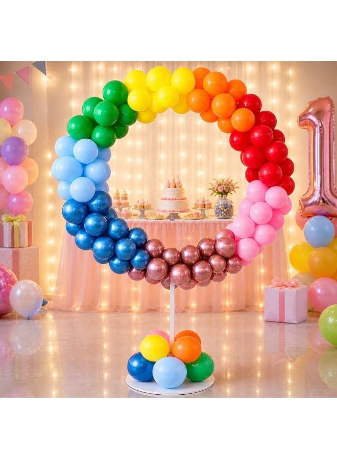 Balloon Arch Kit with Stand – 50 PCS Multi-Color Balloons with Accessories & Circle Stand for Party Decoration