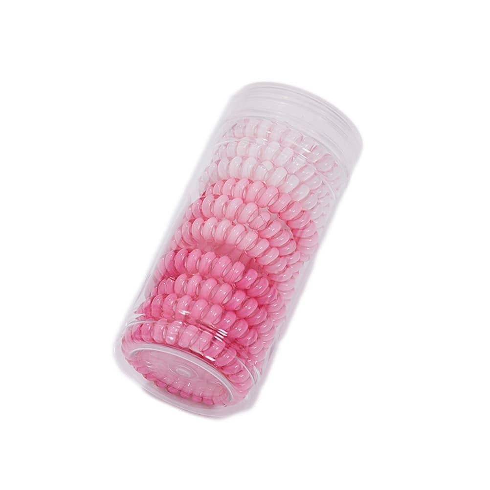 canjoyn 10 Pcs Spiral Rubber Hair Ties and Holders Elastic Coil Hair Bands No Crease Ponytail Holders for Women with Thick Hair Pink