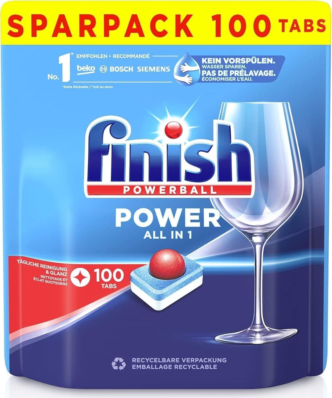 Finish Dishwasher 'All in 1 Power' Regular - 100 Tablets